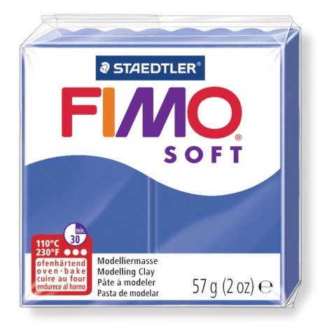 Pâte à modeler fimo soft coloris bleu brillant pain 57g