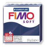 Pâte à modeler fimo soft coloris bleu foncé pain 57g