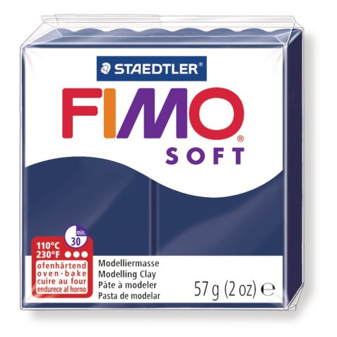 Pâte à modeler fimo soft coloris bleu foncé pain 57g