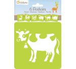 Set de 6 pochoirs enfants, Animaux de la ferme - Orange