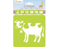 Set de 6 pochoirs enfants, Animaux de la ferme - Orange