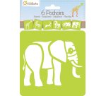 Set de 6 pochoirs enfants, Animaux de la savane - Orange