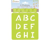 Set de 6 pochoirs enfants, Alphabet - Orange
