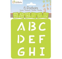 Set de 6 pochoirs enfants, Alphabet - Orange