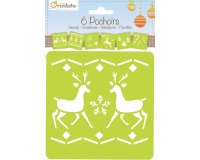 Set de 6 pochoirs enfants, Noël 2 - Orange