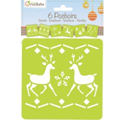 Set de 6 pochoirs enfants, Noël 2 - Orange