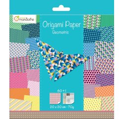 Papier origami avenue mandarine geometric 200x200mm 70g pochette 60 feuilles