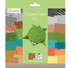 Origami Paper Zoo, 20 x 20 cm, 60F, 70g - Multicolore