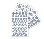 Gommette holographique maildor10,5x16cm design assortis coloris argent sachet 20 planches 1065 unites