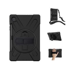 DLH ?oque renforcee avec bandouliere, poignee rotative et pied support pour Samsung Galaxy Tab S6 lite ( SM-P610 / SM-P615)