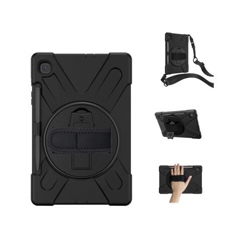 DLH ?oque renforcee avec bandouliere, poignee rotative et pied support pour Samsung Galaxy Tab S6 lite ( SM-P610 / SM-P615)
