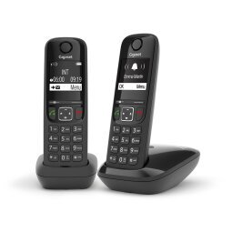 Teléfono Gigaset AS690 Duo Teléfono DECT/analógico Identificador de llamadas Negro