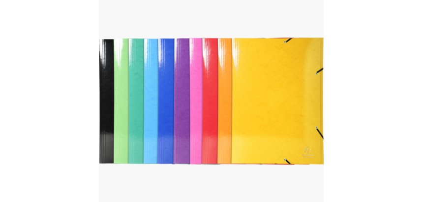 Chemise 3 rabats à élastiques Iderama en carte pelliculée 7/10, 600g. Pour format A3. Assortis