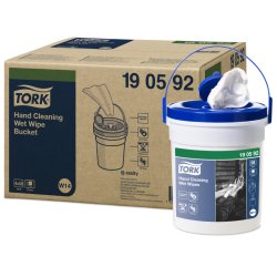 Lingette tork w14 humide nettoyage mains sans parfum   blanc  1 seau 58 lingettes