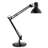 Lampe Architecte noire. Double bras. Socle lesté, pince ou fixation murale. Livrée sans ampoule.