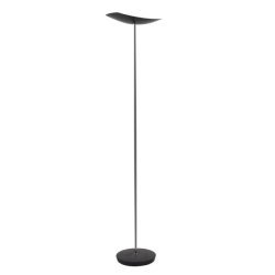 Lampadaire LED acier. 30W, 3500lmn, 3000K, 25000h. Interrupteur avec variateur. H188 cm Chrome/Noir
