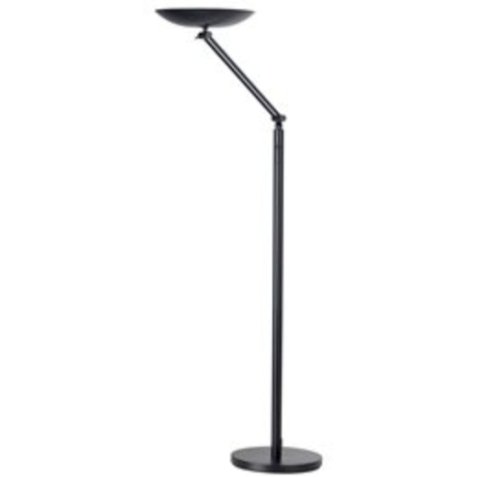 Lampadaire à LEDS Varialux Noir articulé - Hauteur 180 cm, Socle D34 cm, vasque D36 x H6 cm