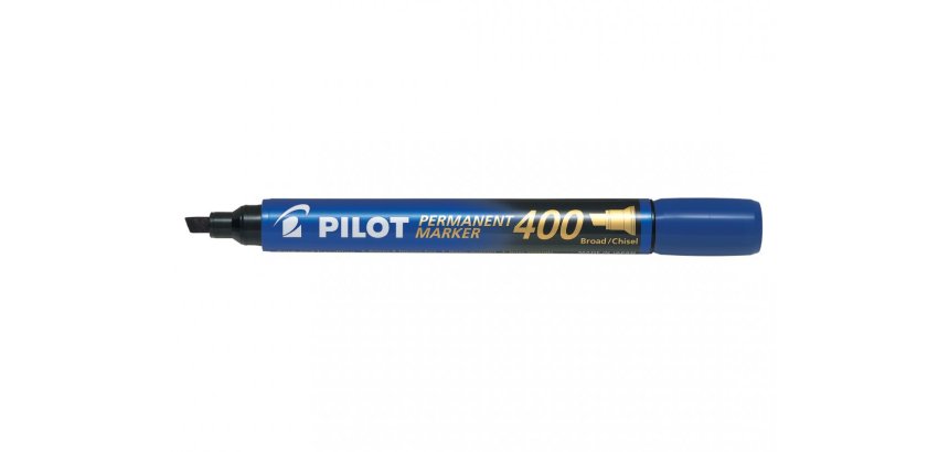 Marqueur permanent MARKER 400 pointe biseautée large encre bleue