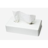 Boîte distributrice F1 Blanche en plastique pour mouchoirs - Dimensions : L25,5 x H6 x P14 cm