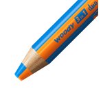 Crayon stabilo woody 3 en 1 duo multi-talents mine bicolore pointe 10mm taille-crayon inclus etui 5 unites assorties