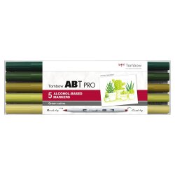 Set 5 marqueur à base d'alcool ABT PRO, pointe en nylon et pointe biseautée, Couleur vert.