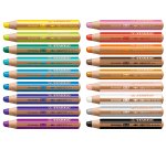 Crayon couleur stabilo woody 3in1 multi-talents + 1 taille-crayon + 1 pinceau étui carton 18 unités