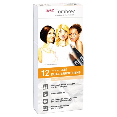 Feutre double pointe 'DUAL BRUSH PEN ABT', set de 12