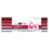Set 5 marqueur à base d'alcool ABT PRO, pointe en nylon et pointe biseautée, Couleur rose.