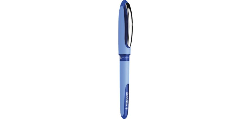 Roller à encre Bleu avec pointe aiguille hybride 0,5 mm. Cap-off. Grip ergonomique caoutchouté.