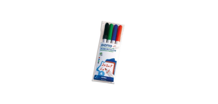 Pochette feutre robercolor pointe fine giotto pour       tableau blanc odeur neutre    ecriture 1mm 4 unites coloris