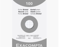 Fiche bristol 105 x 148mm quadrillée 5 x 5 blanche non perforée Exacompta - Boîte de 100