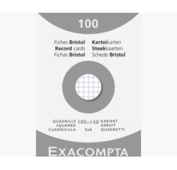Étui de 100 fiches - bristol quadrillé 5x5 non perforé 105x148mm - Blanc