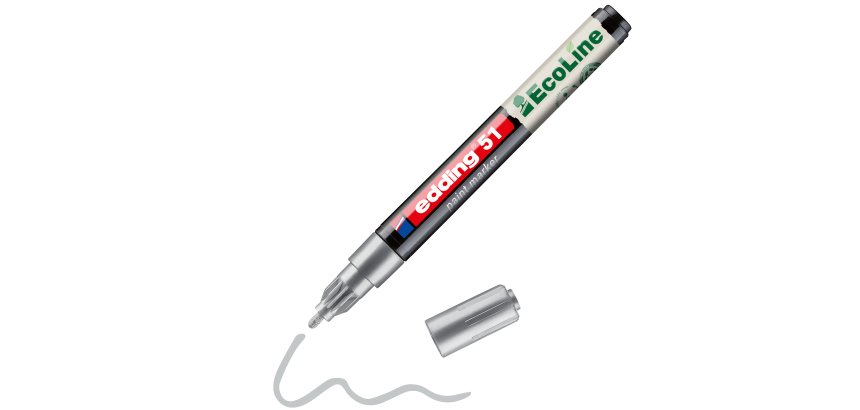 Marqueur edding 51 ecoline peinture base eau pointe      ogive 1/2mm coloris argent