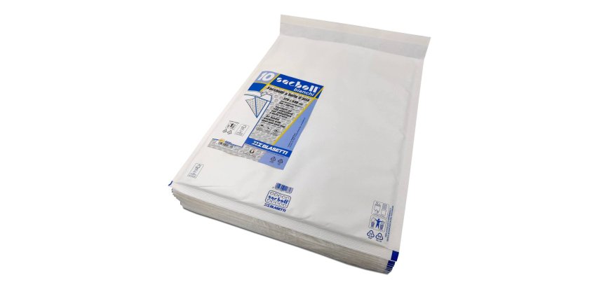 Busta imbottita Sacboll - K (37 x 55 cm) - carta - bianco - Blasetti - conf. 10 pezzi