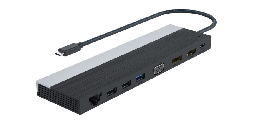 DLH Station d'accueil USB-C 4K triple affichage (DP / HDMI / VGA)
