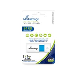 MediaRange USB Stick 64GB MR974 lecteur USB flash 64 Go USB Type-A 2.0 Bleu, Blanc