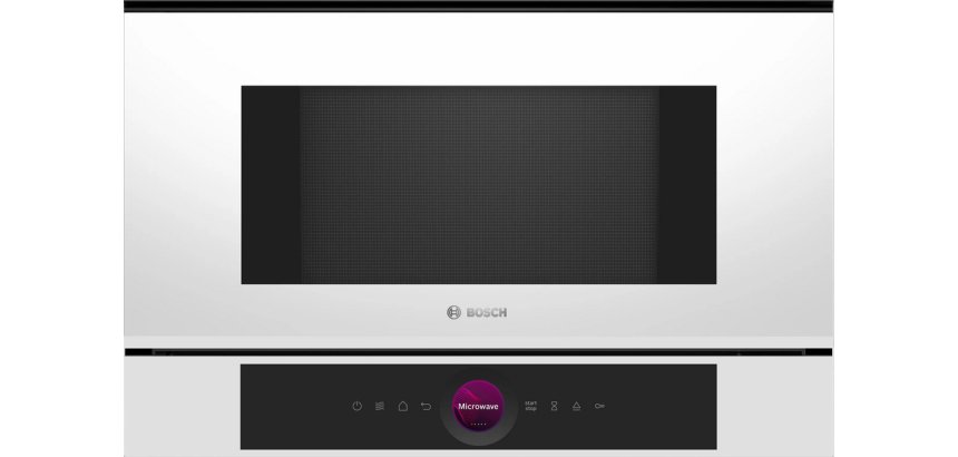 BOSCH Micro ondes Encastrable BFL7221W1, Série 8, 21 litres, Niche 38 cm