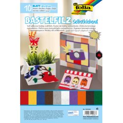 Feutrine adhésive folia 20x30cm 150g coloris assortis paquet 10 unités