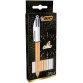 Boîte de 3 stylos bille 4 Couleurs rétractable. Pointe moy 1mm. Corps 2 Festif or + 1 shine argent