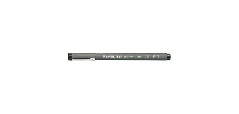 Stylo-feutre staedtler pigment liner technique trait 0.5mm encre noire infalsifiable pointe calibrée baguée métal