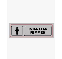 Plaque signalisation viso alumimiun auto-adhesive toilettes femmes 17x5cm