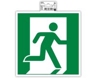 Panneau PP adhésif antidérapant évacuation droite 20x20 cm - Vert