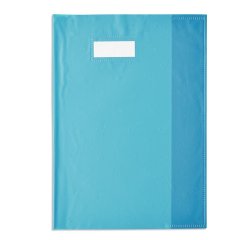 Protège-cahier elba styl'sms pvc opaque 12/100e sans phtalates porte-étiquette et étiquette a4 210x297mm turquoise