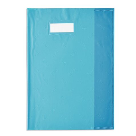 Protège-cahier elba styl'sms pvc opaque 12/100e sans phtalates porte-étiquette et étiquette a4 210x297mm turquoise
