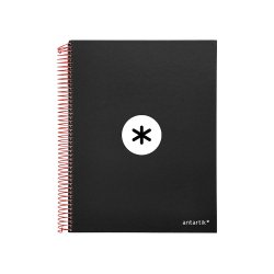 Cahier spirale antartik a4 240p 90g couverture rembordee quadrillage 5mm 4 trous       coil-lock coloris noir