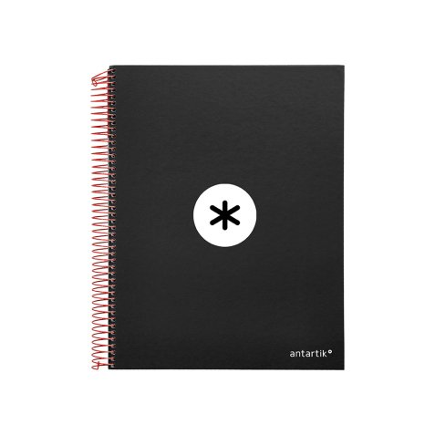 Cahier spirale antartik a4 240p 90g couverture rembordee quadrillage 5mm 4 trous       coil-lock coloris noir