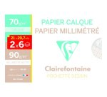 Vélin Millimétré pochette calque et millimétré 2x6F A4 70g