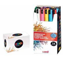 Marqueur posca pc1mr pointe calibree extra fine trait     0,7mm coloris assortis boite  16 unites