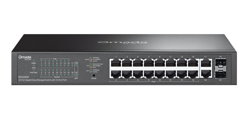 OMADA ES220GP commutateur réseau Géré Gigabit Ethernet (10/100/1000) Connexion Ethernet, supportant l'alimentation via ce port (PoE) Noir
