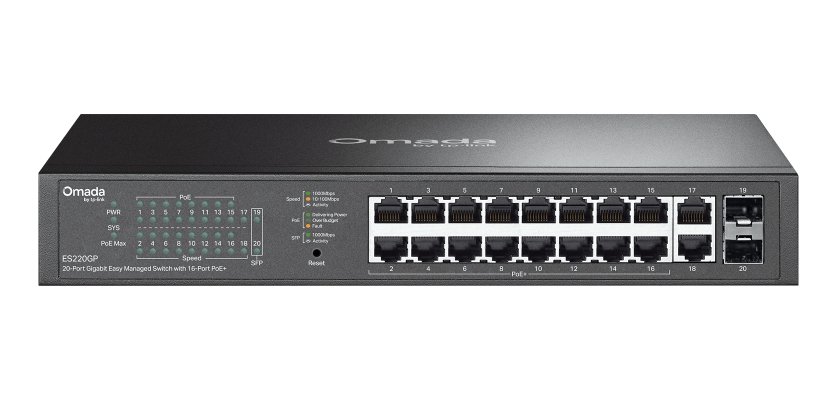 OMADA ES220GP commutateur réseau Géré Gigabit Ethernet (10/100/1000) Connexion Ethernet, supportant l'alimentation via ce port (PoE) Noir